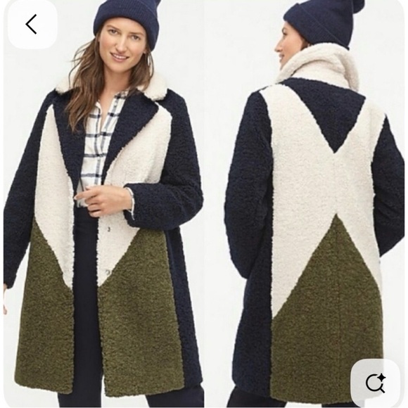 J. Crew Navy, Cream, and Olive Teddy Jacket - Picture 2 of 7